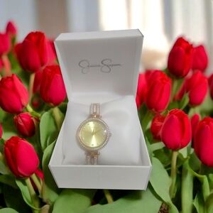 Elegant Gold Toned  Women's Watch With Bling  By Jessica Simpson Boxed.